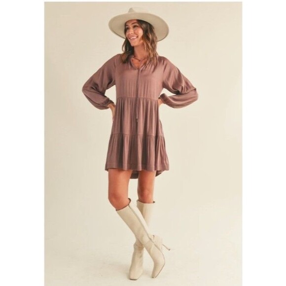 RESET by Jane Mauve Heather Satin Dress Size Small NWOT - Picture 1 of 9